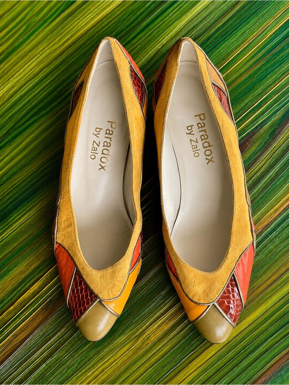 Vintage Paradox by Zalo Leather Colorblock Flats Size 7M Made in Spain